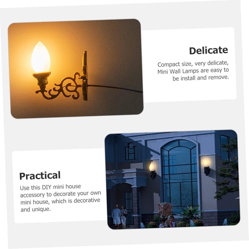 4Pcs Black Miniature Dollhouse Wall Lights LED Wall Sconces 1 7X2CM - Image 4